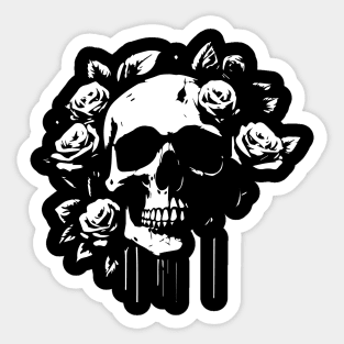 skull with roses Sticker